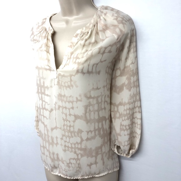Cynthia Rowley Cream Print Popover Top - Picture 3 of 16